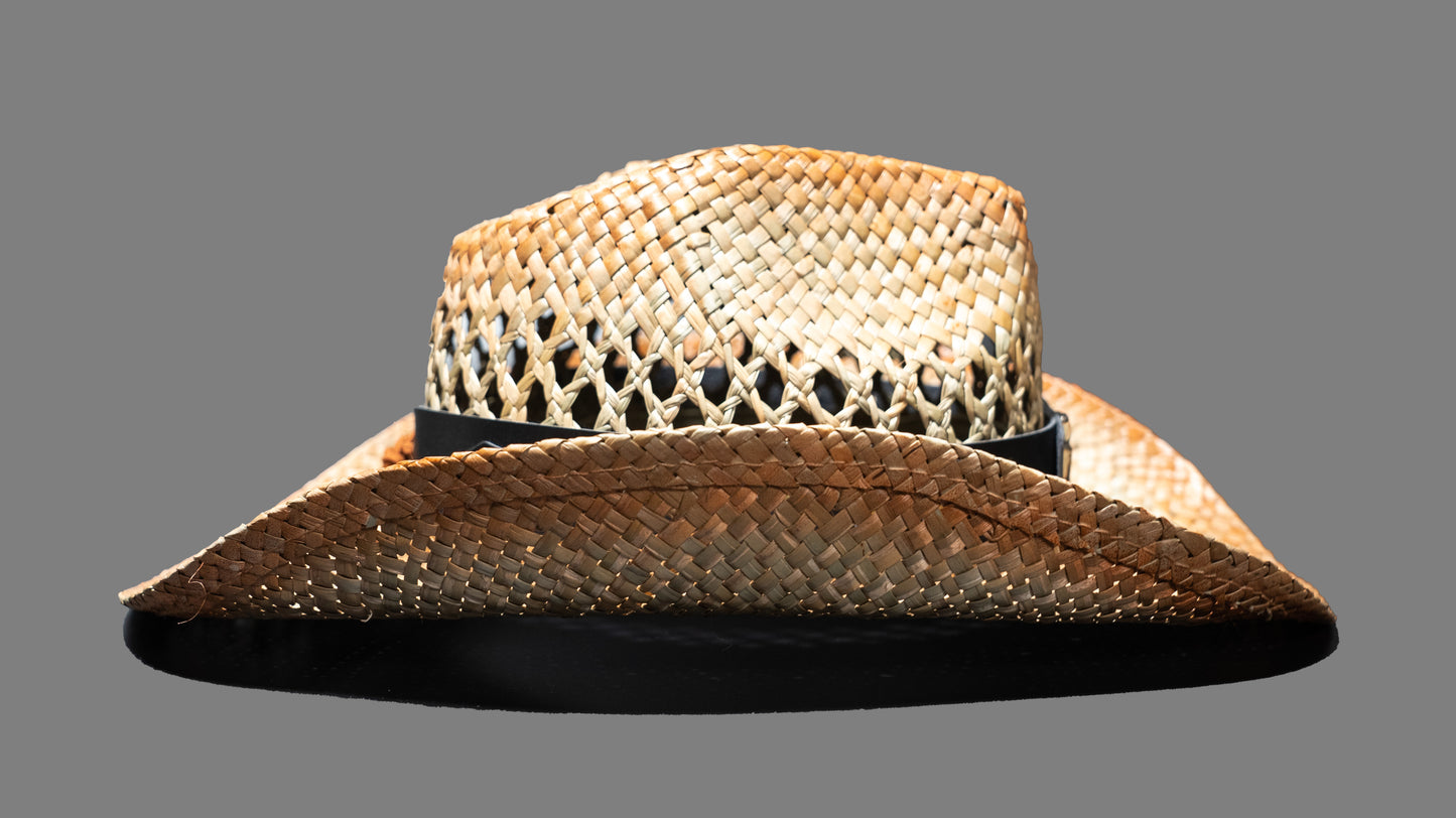 Cowhead leather band Hand-Woven Straw Cowboy Hat